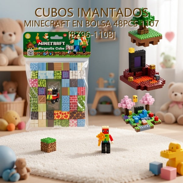 CUBOS IMANTADOS MINECRAFT EN BOLSA 48PCS 1107 [BZ96-110B]
