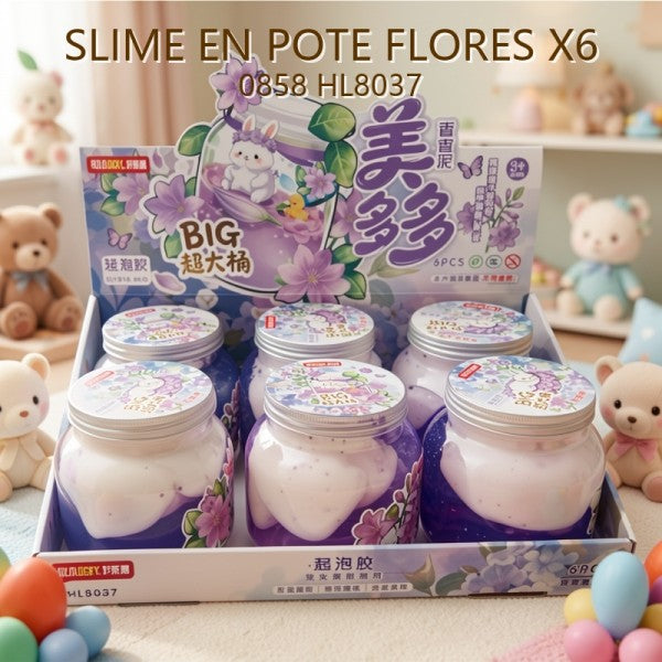 SLIME EN POTE FLORES X6 0858 HL8037
