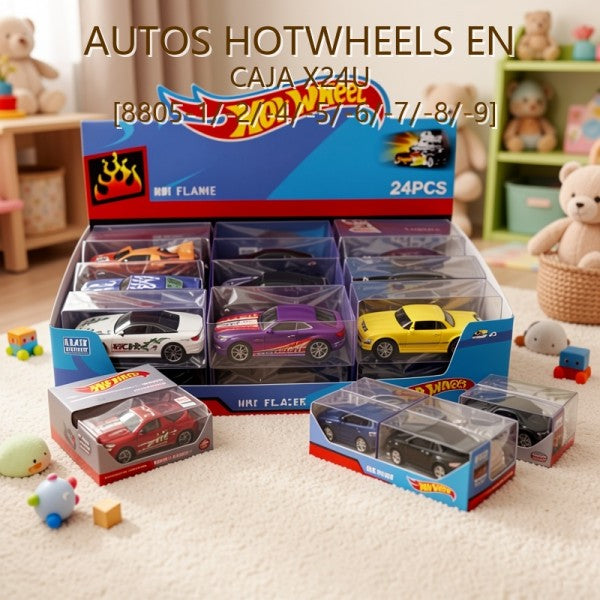 AUTOS HOTWHEELS EN CAJA X24U [8805-1/-2/-4/-5/-6/-7/-8/-9]