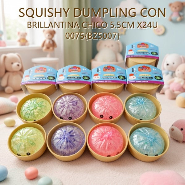 SQUISHY DUMPLING CON BRILLANTINA CHICO 5.5CM X24U 0075{BZ5007}