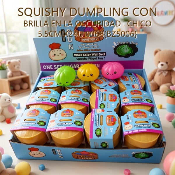 SQUISHY DUMPLING CON BRILLA EN LA OSCURIDAD . CHICO 5.5CM X24U 0068{BZ5006}