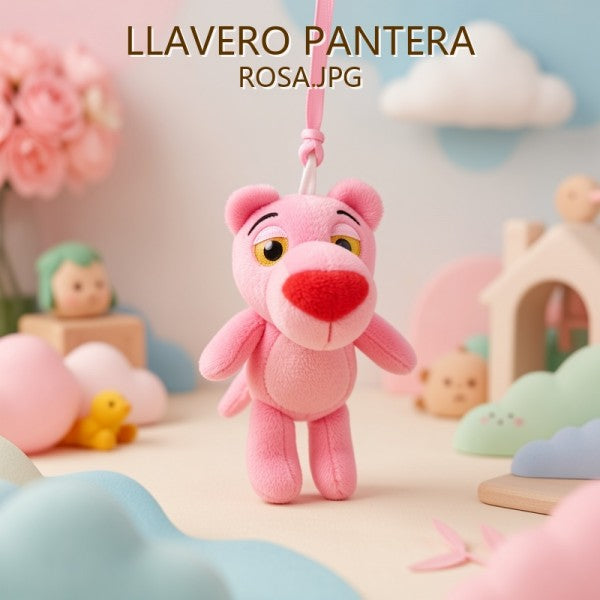 LLAVERO DE PELUCHE PANTERA ROSA