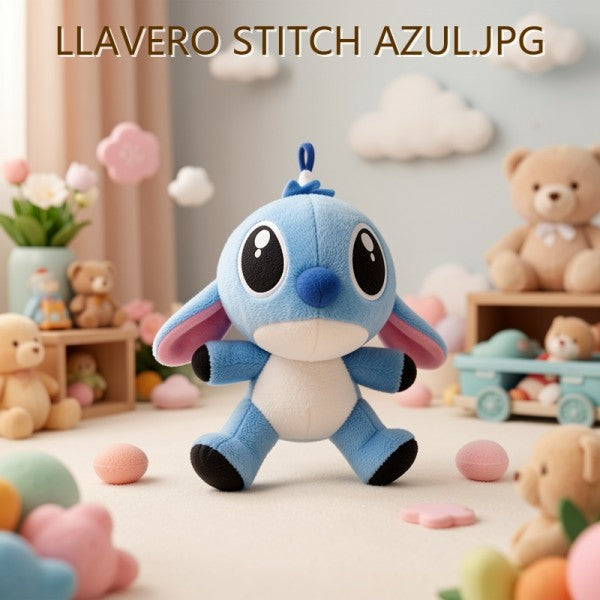 LLAVERO DE PELUCHE STITCH AZUL