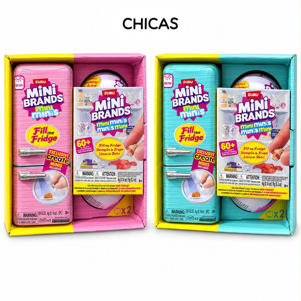 MINI HELADERA MINI BRANDS 15.5x6CM + 2 PELOTAS 7.5CM