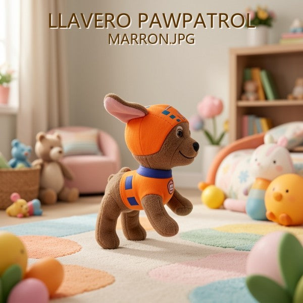 LLAVERO DE PELUCHE PAW PATROL MARRON