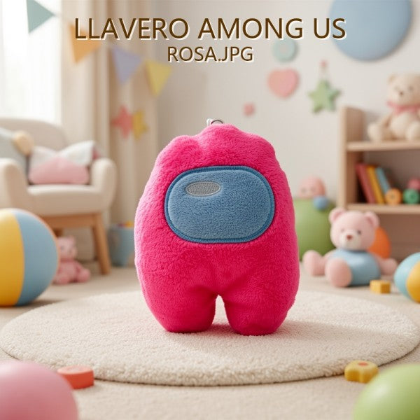 LLAVERO DE PELUCHE AMONG US ROSA