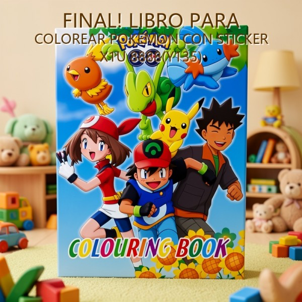 FINAL LIBRO PARA COLOREAR POKEMON CON STICKER X1U 8888(Y135)