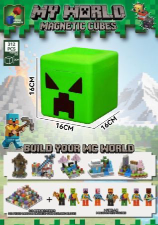 CUBOS IMANTADOS MINECRAFT CREEPER 312 PCS 6092 [BZ96-312CG]