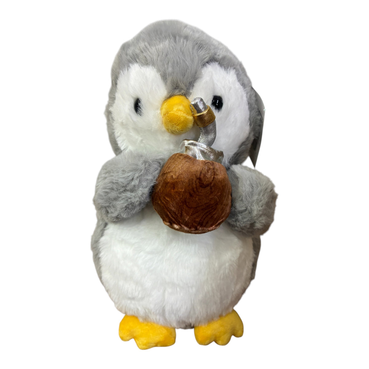 PINGÜINO CON MATE GRIS 20CM